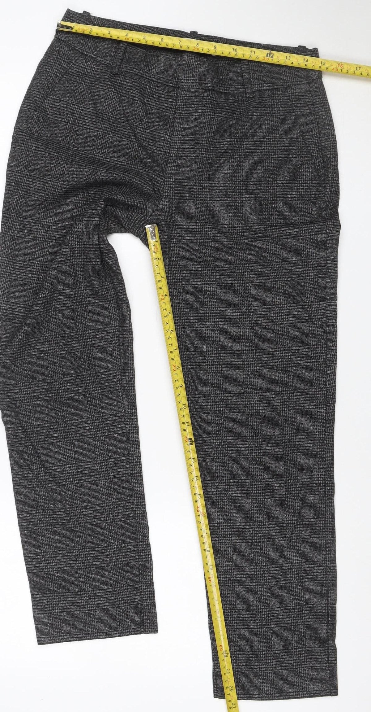 Zara Women’s Grey Check Tapered Tailored Trousers UK 8