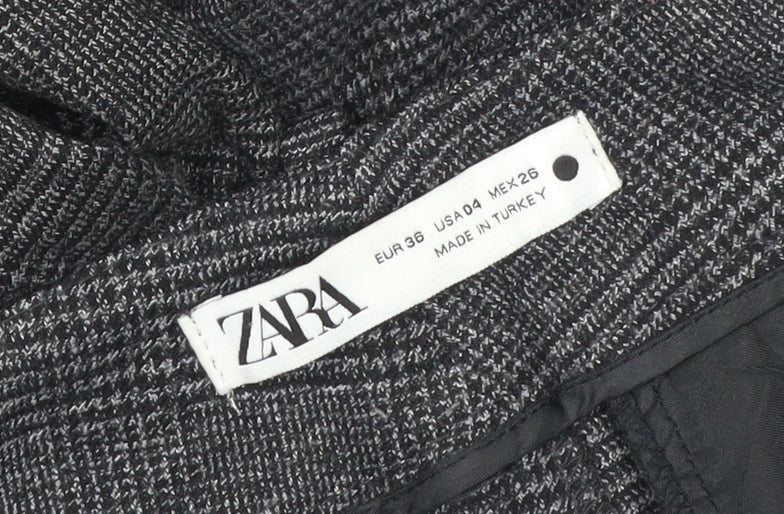 Zara Women’s Grey Check Tapered Tailored Trousers UK 8