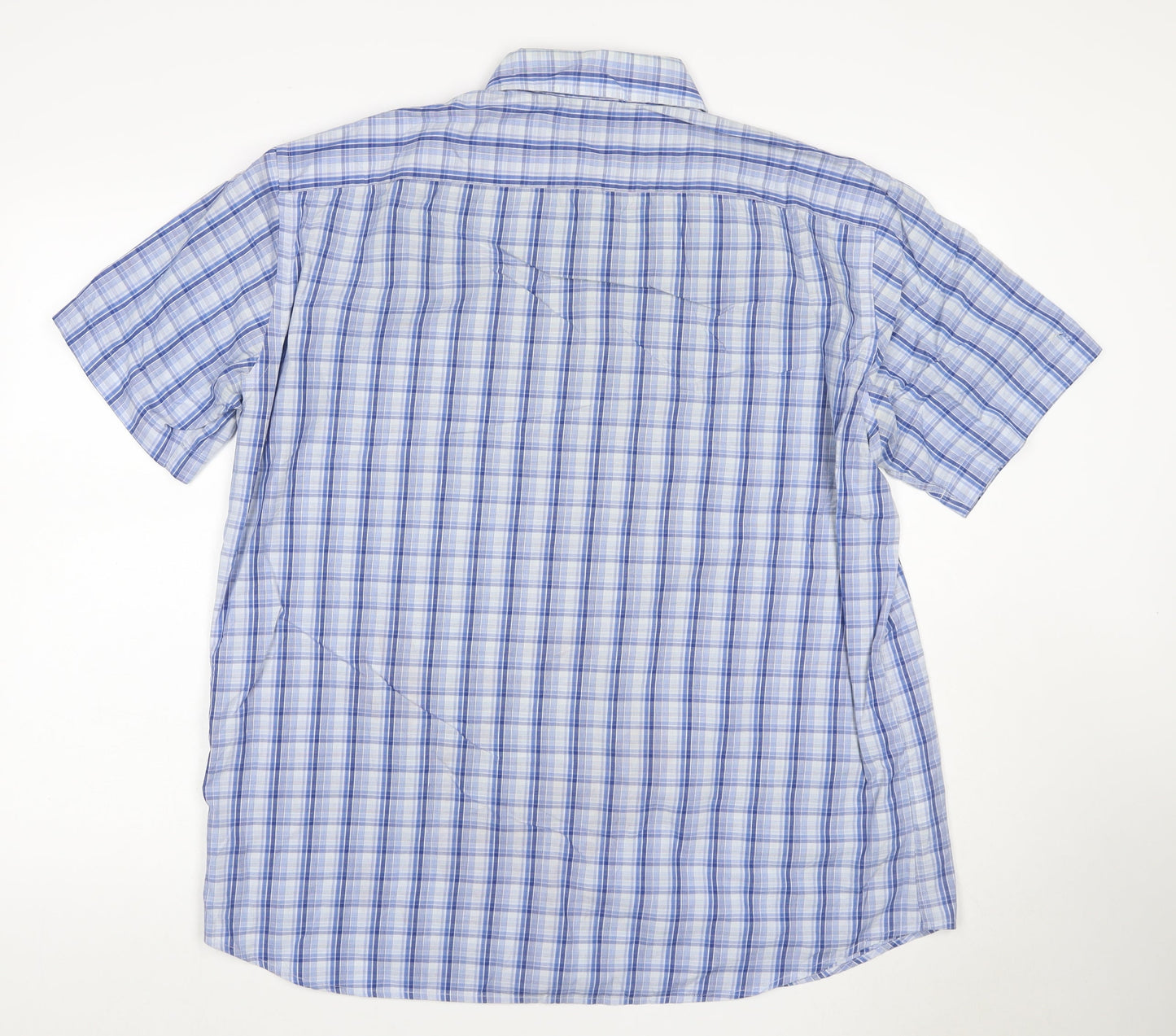 BOSS Hugo Boss Men Blue Check 7 Plus Button-Down Short Sleeve Shirt