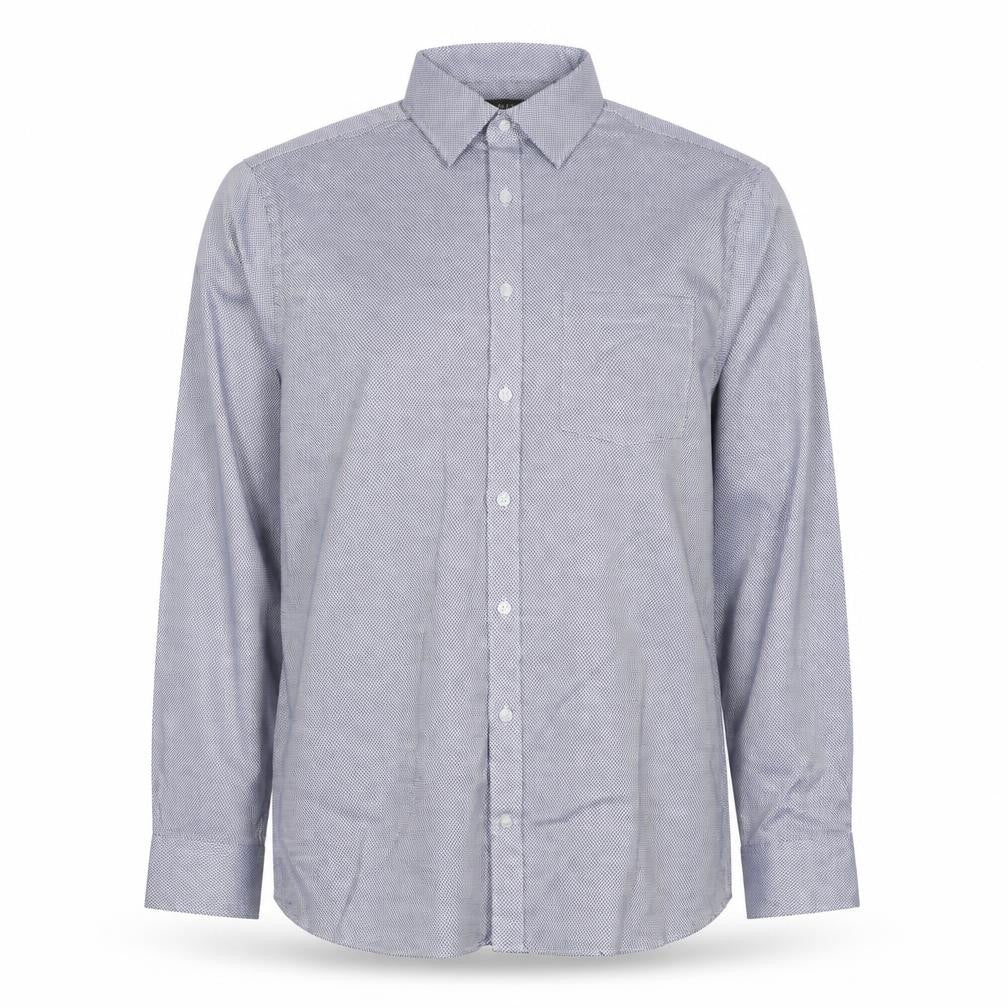 Marks & Spencer Men’s Blue 15.5 Regular Fit Geometric Cotton Shirt
