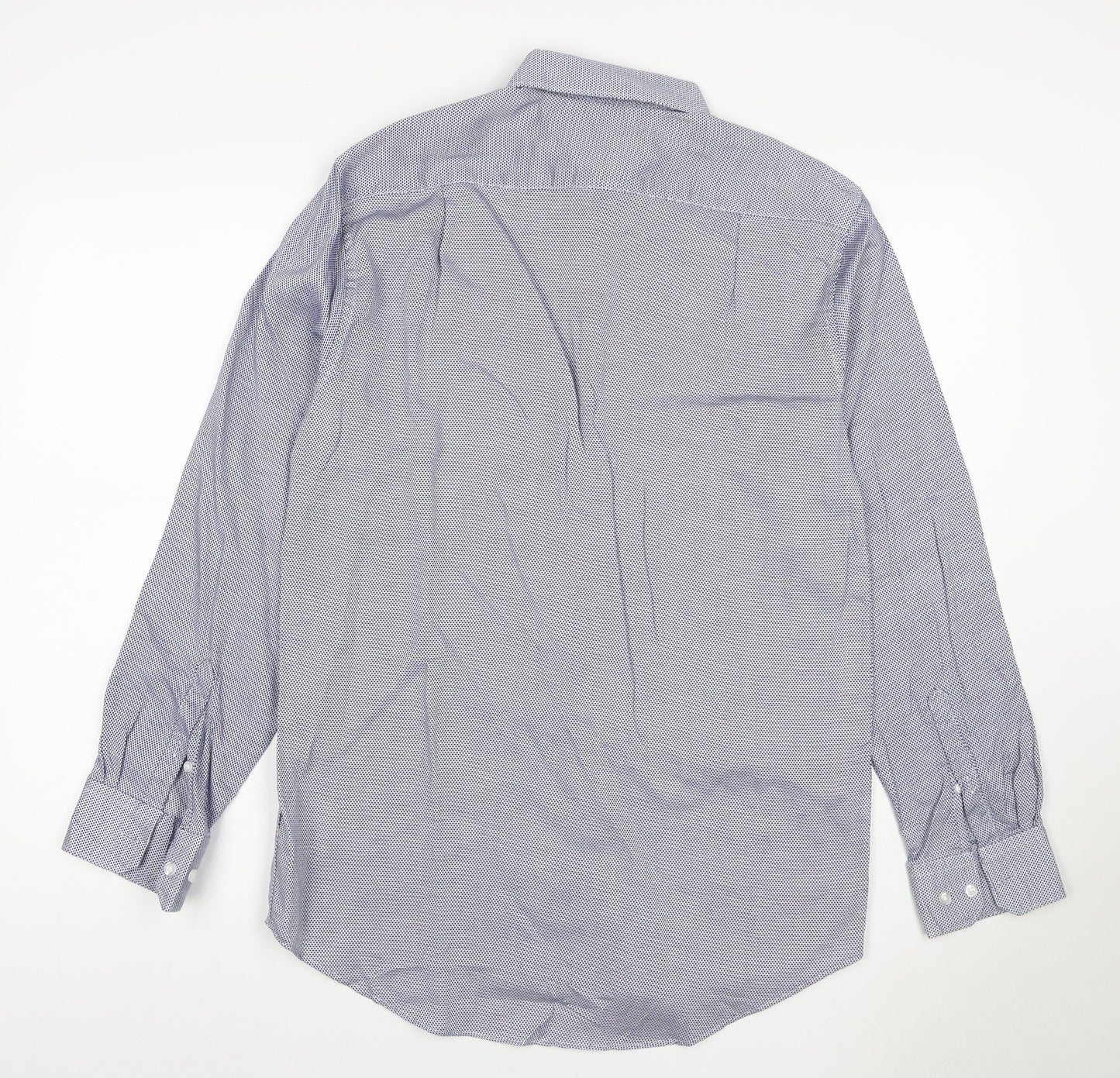 Marks & Spencer Men’s Blue 15.5 Regular Fit Geometric Cotton Shirt