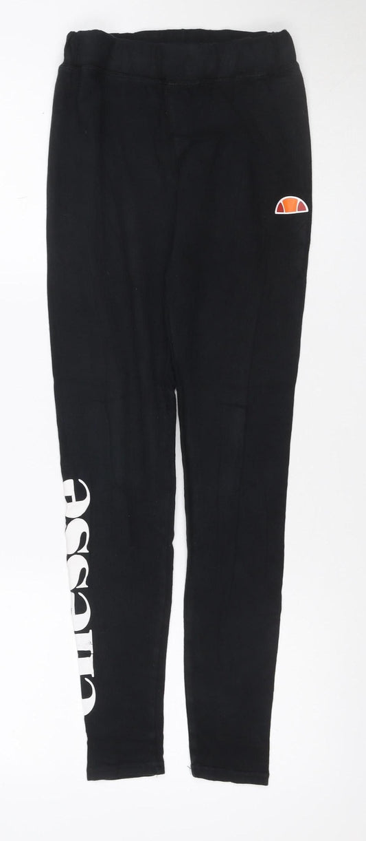 Ellesse Women’s Black UK 10 Logo Track Pants Cotton Stretch