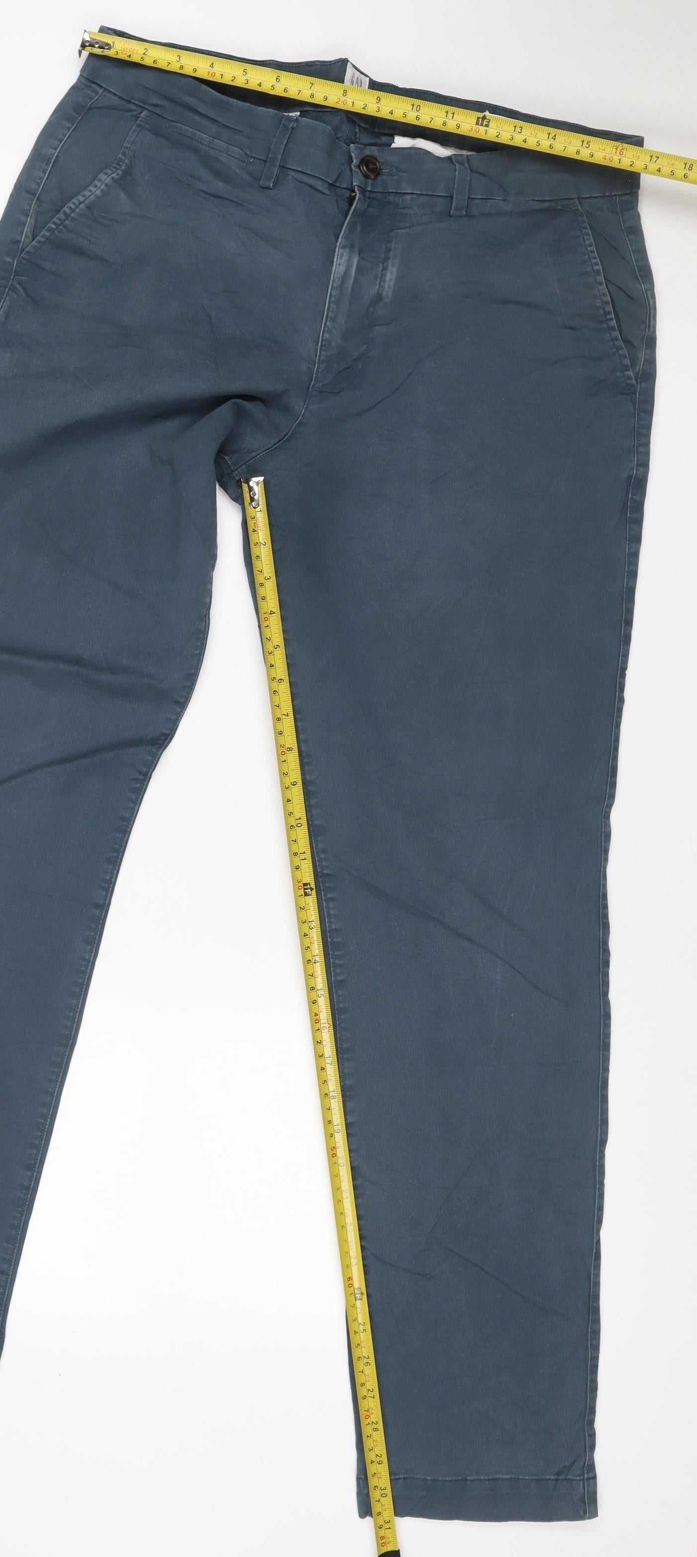 Gap Men’s Blue 32 Essential Khaki Slim Fit Flat Front Trousers