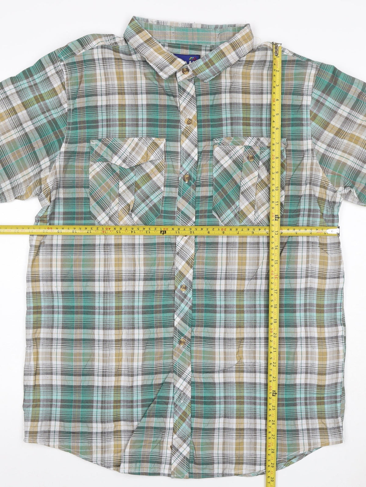 MALAY Men’s Green Plaid XL Short Sleeve Button-Up Shirt 1X