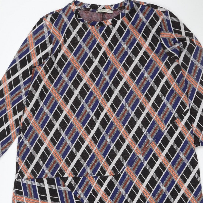 Zara Trafaluc Women Multicoloured M Geometric Asymmetric Kaftan Dress