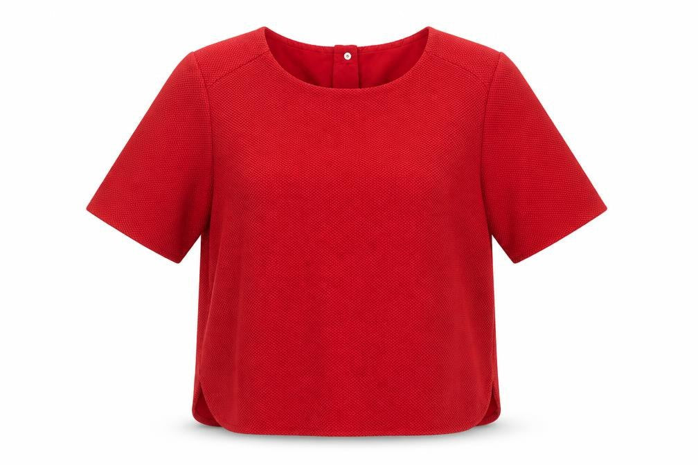 Marks & Spencer Women Red UK 24 Textured Knit Zip Back Blouse Top
