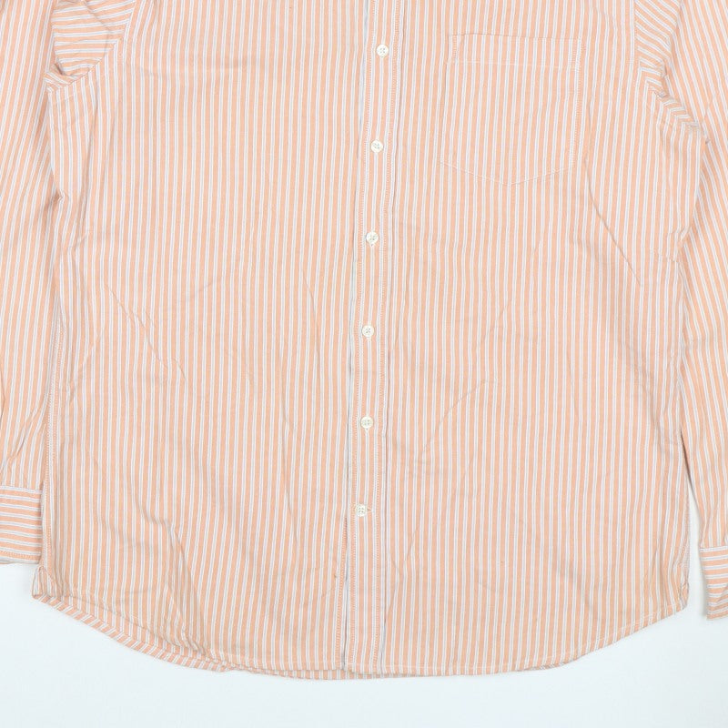 Additional view of Gap Men’s Orange White Striped Classic Fit XL Long Sleeve Button-Up Shirt