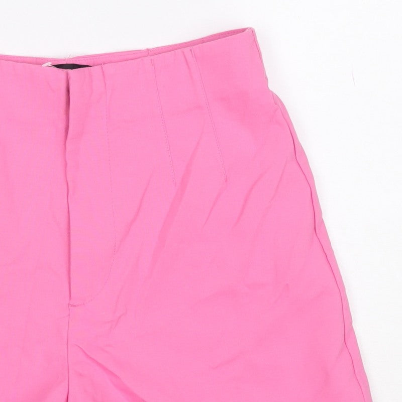 Zara Women Pink UK 6 XS Tailored High Rise Flat Front Shorts