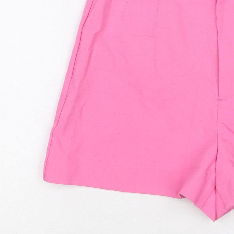 Zara Women Pink UK 6 XS Tailored High Rise Flat Front Shorts