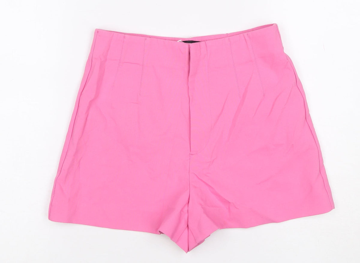Zara Women Pink UK 6 XS Tailored High Rise Flat Front Shorts
