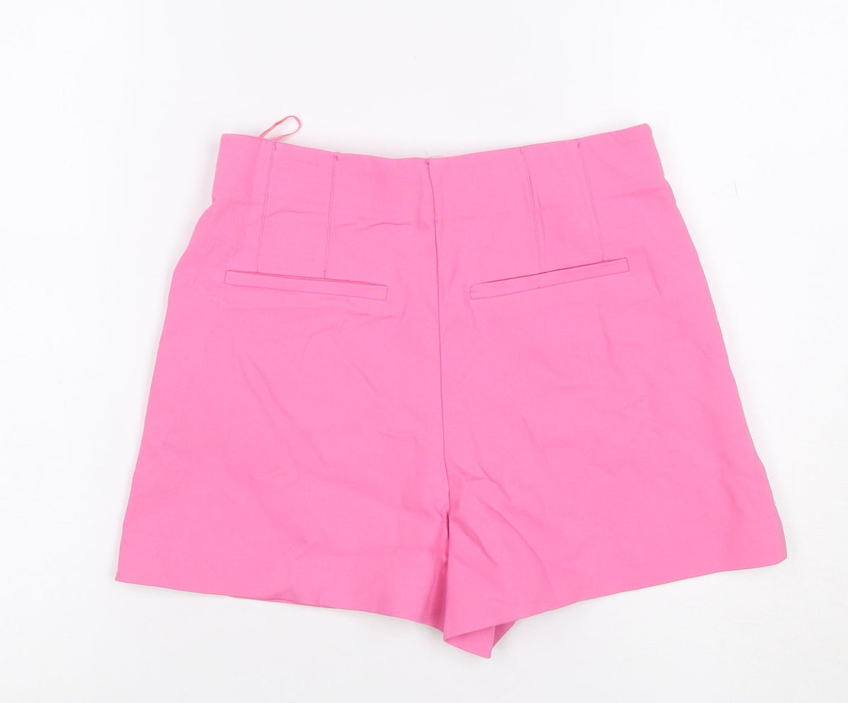 Zara Women Pink UK 6 XS Tailored High Rise Flat Front Shorts