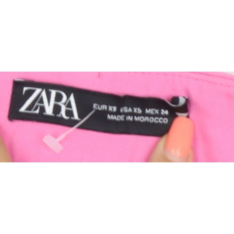 Zara Women Pink UK 6 XS Tailored High Rise Flat Front Shorts