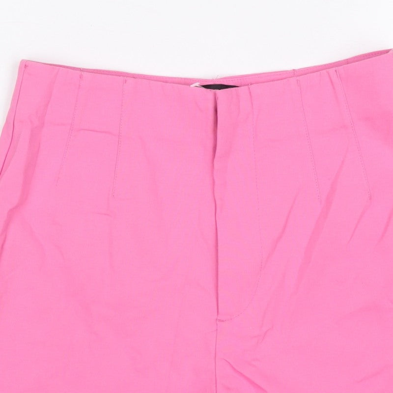 Zara Women Pink UK 6 XS Tailored High Rise Flat Front Shorts
