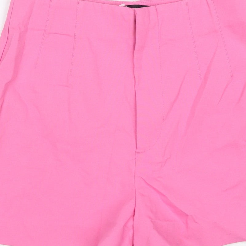 Zara Women Pink UK 6 XS Tailored High Rise Flat Front Shorts