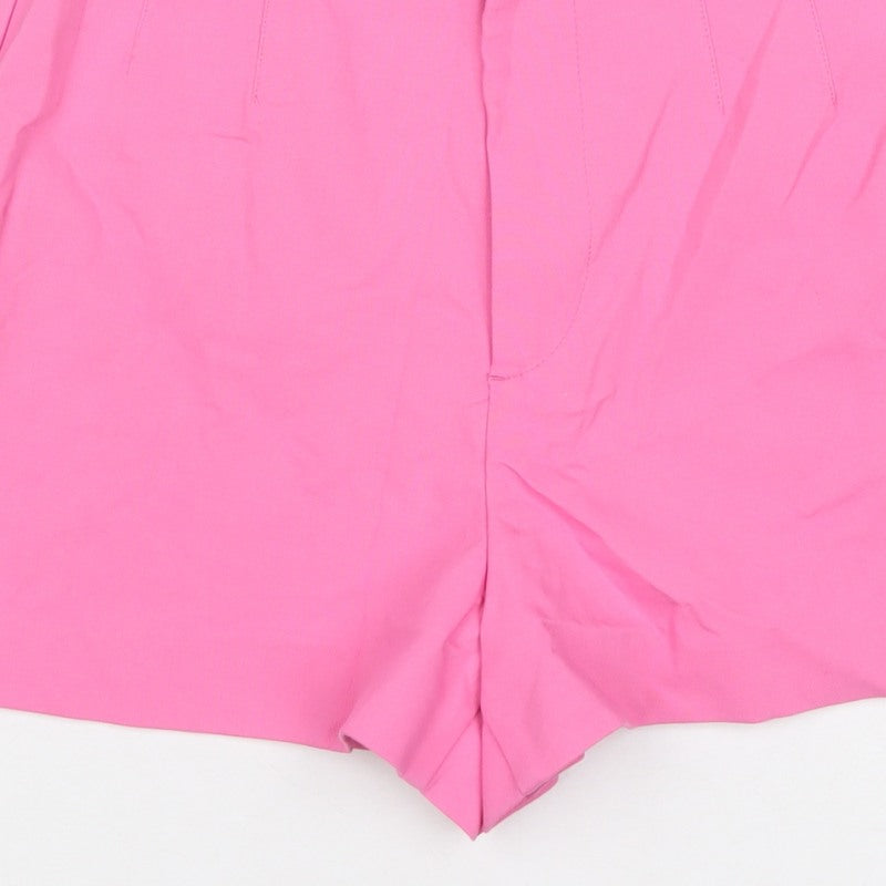 Zara Women Pink UK 6 XS Tailored High Rise Flat Front Shorts