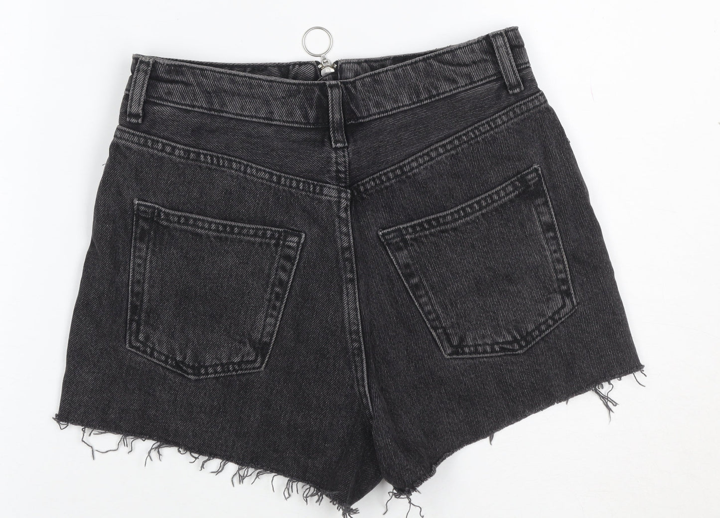 Topshop Women Black UK 6 Petite Mom Denim Stripe Shorts
