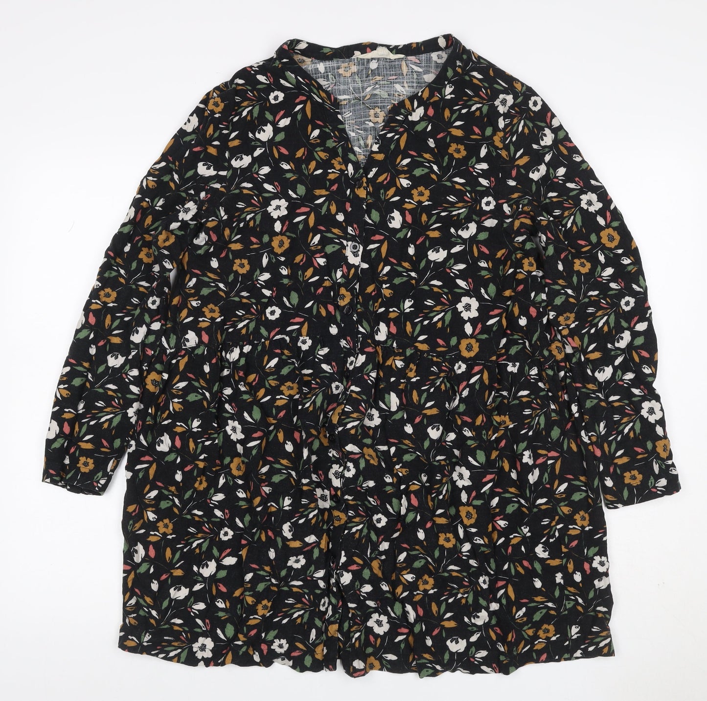 Antic Bat Women Multicoloured Floral Shirt Dress UK 12-14 V-Neck