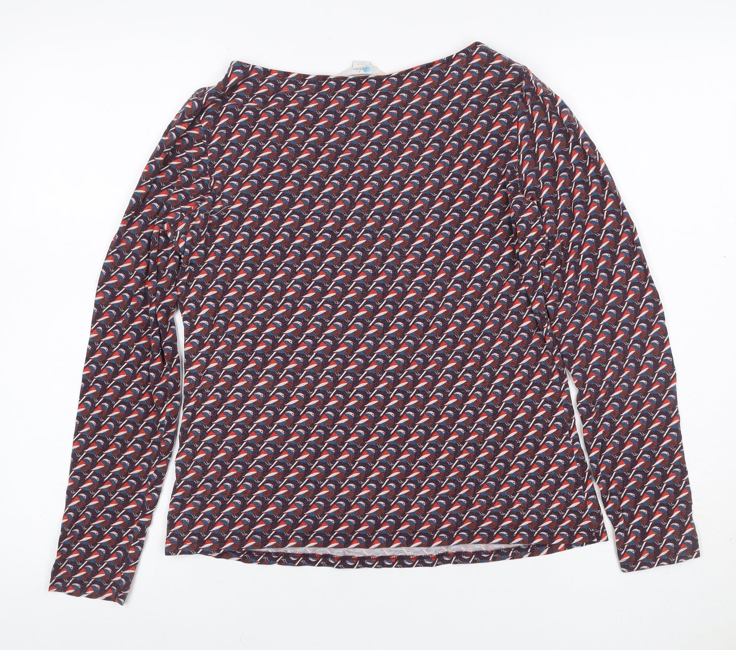 Boden Women’s Multicoloured Bird Print Jersey Blouse UK 12 Long Sleeve