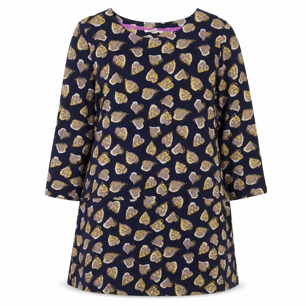 White Stuff Women’s Blue Floral A-Line Dress UK 16 3/4 Sleeve