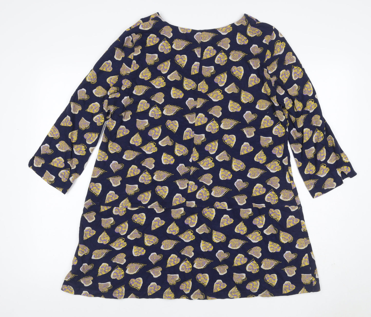 White Stuff Women’s Blue Floral A-Line Dress UK 16 3/4 Sleeve
