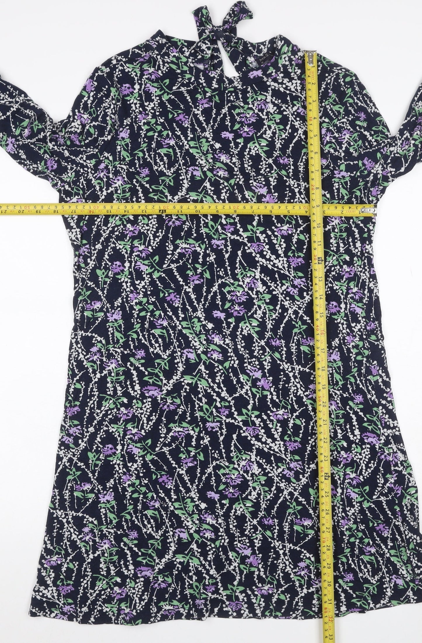 M&S Collection Petite Women Multicoloured Size 12 Floral A-Line Dress