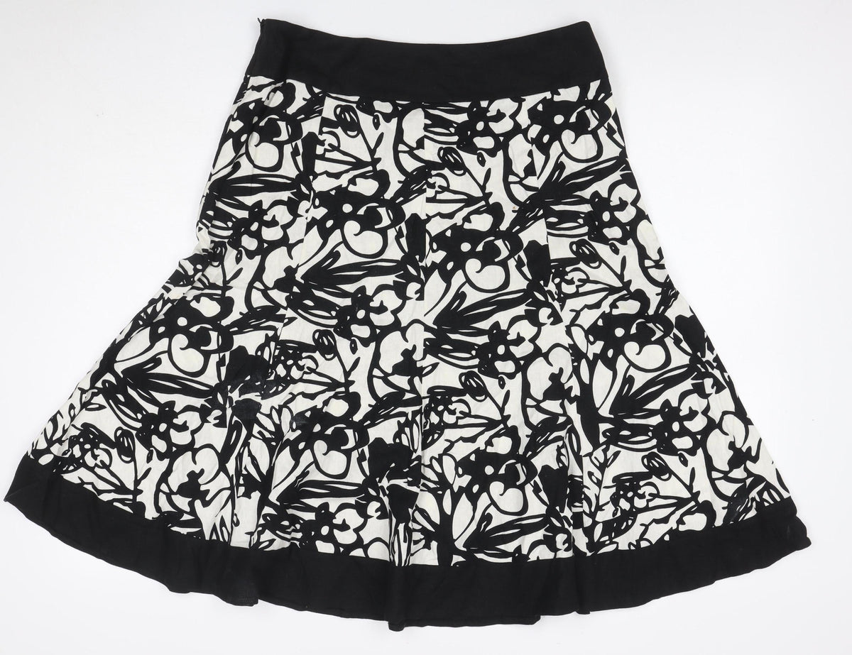 Style by EWM Women’s Black Ivory Floral Skater Skirt UK 14