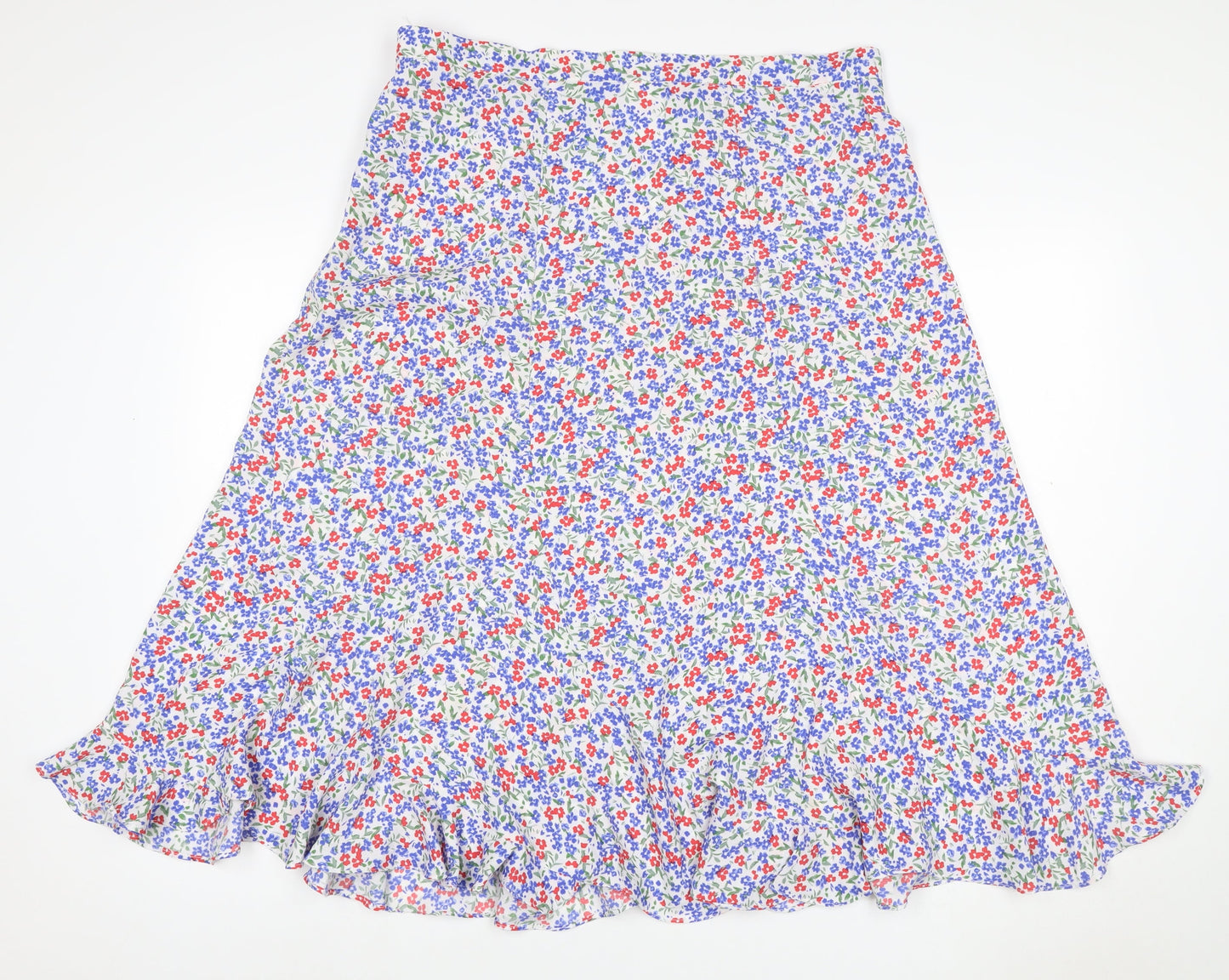 Damart Women Multicoloured UK 16 Floral Flare Midi Skirt