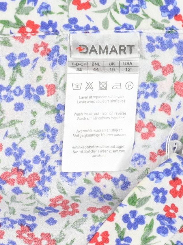Damart Women Multicoloured UK 16 Floral Flare Midi Skirt