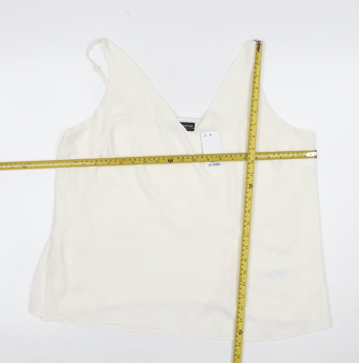 Dorothy Perkins Women Ivory Size 18 Camisole V-Neck Adjustable Strap Top
