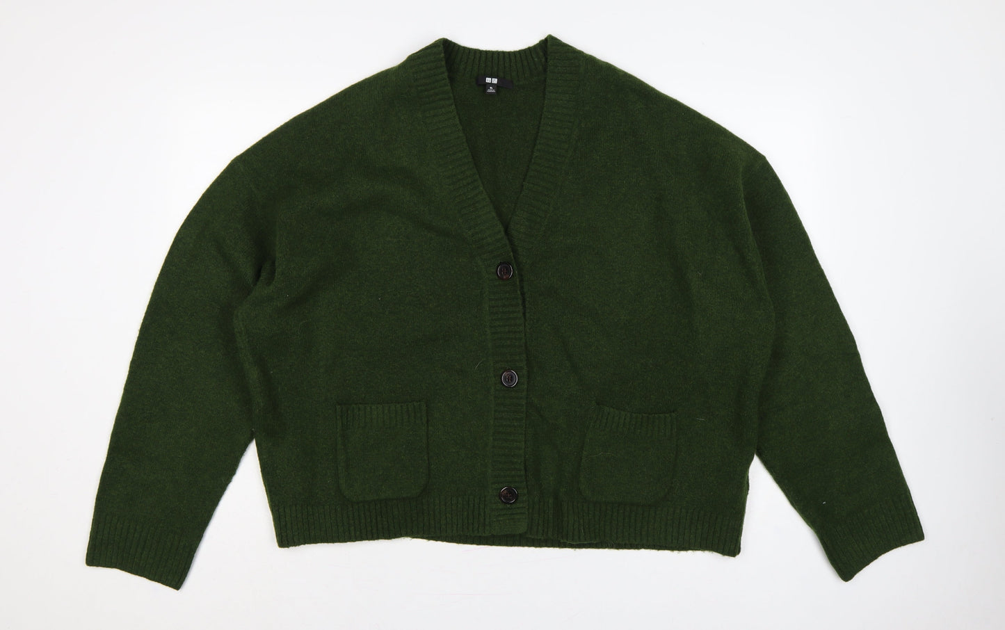 Uniqlo Women’s Green XL Wool Blend V-Neck Button Cardigan