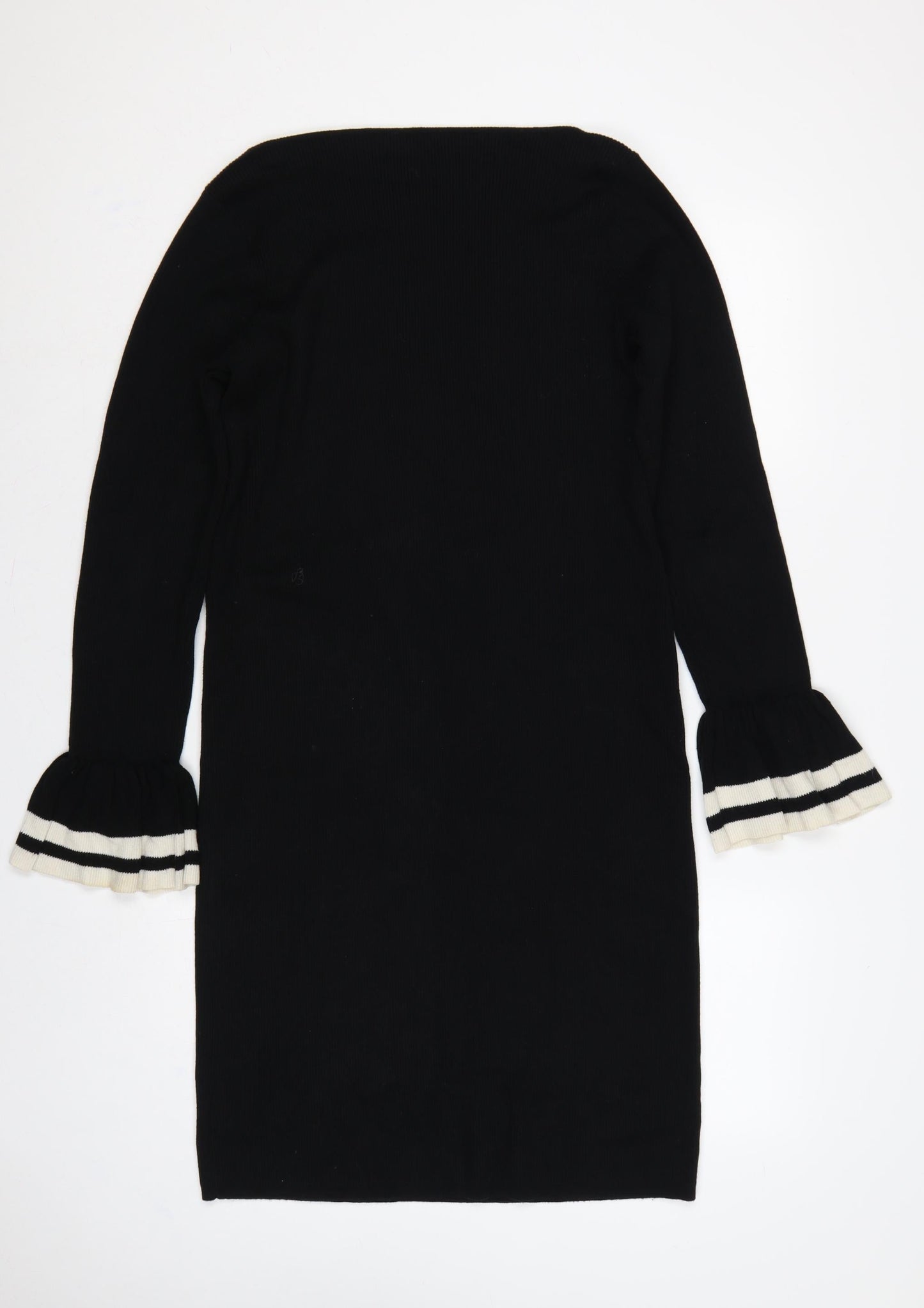 Lauren Ralph Lauren Women Black XL Midi Jumper Dress Bell Sleeve