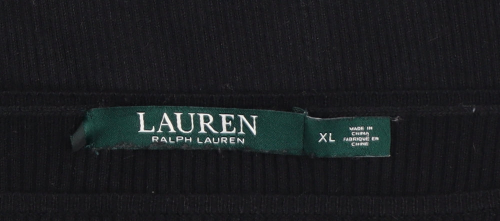 Lauren Ralph Lauren Women Black XL Midi Jumper Dress Bell Sleeve