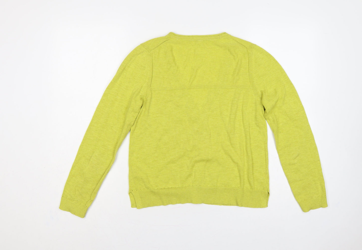 White Stuff Women Yellow Cotton V-Neck Button Cardigan UK 10