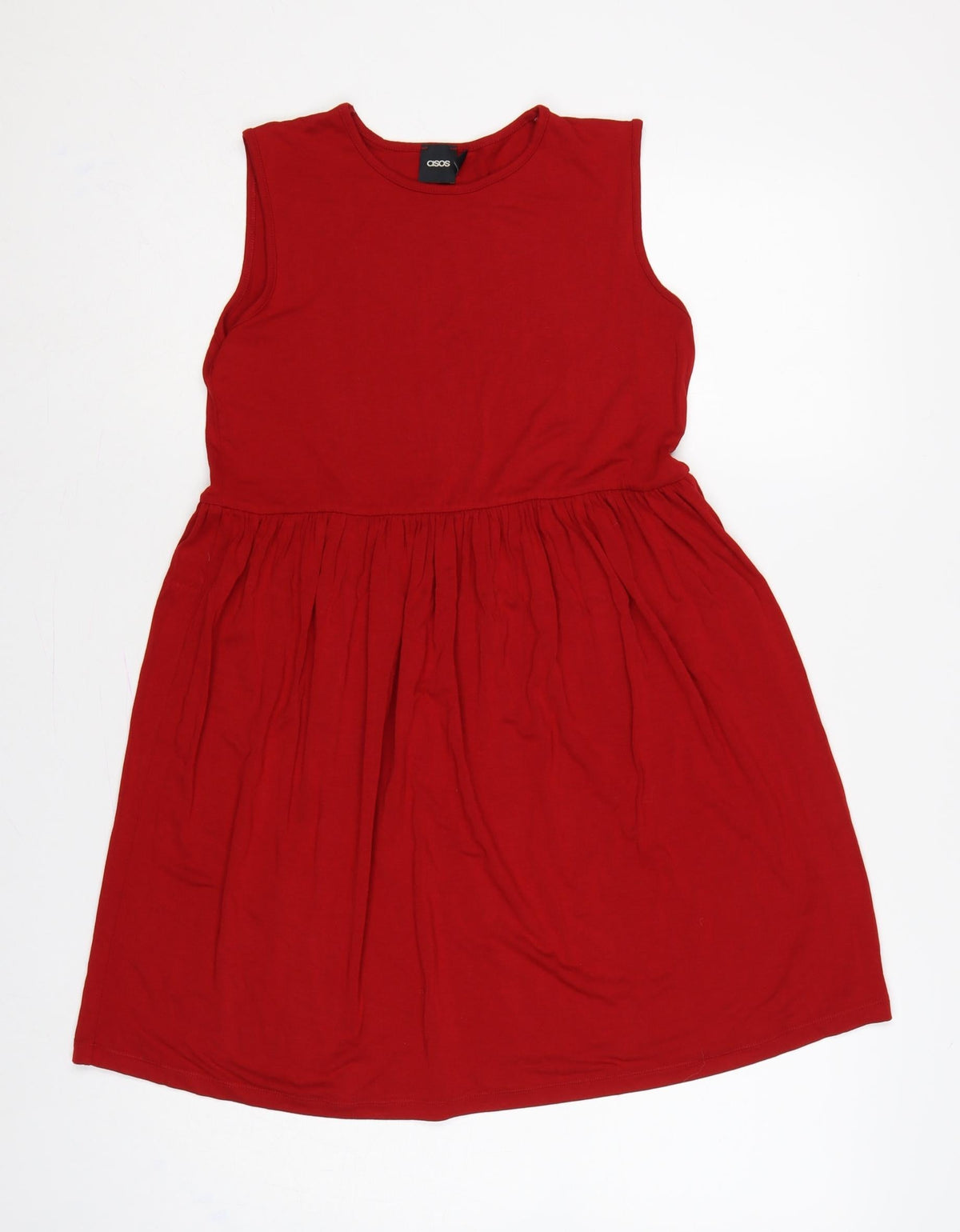 Additional front view of ASOS Women Red UK 6 Fit & Flare Sleeveless Jersey Short Dress