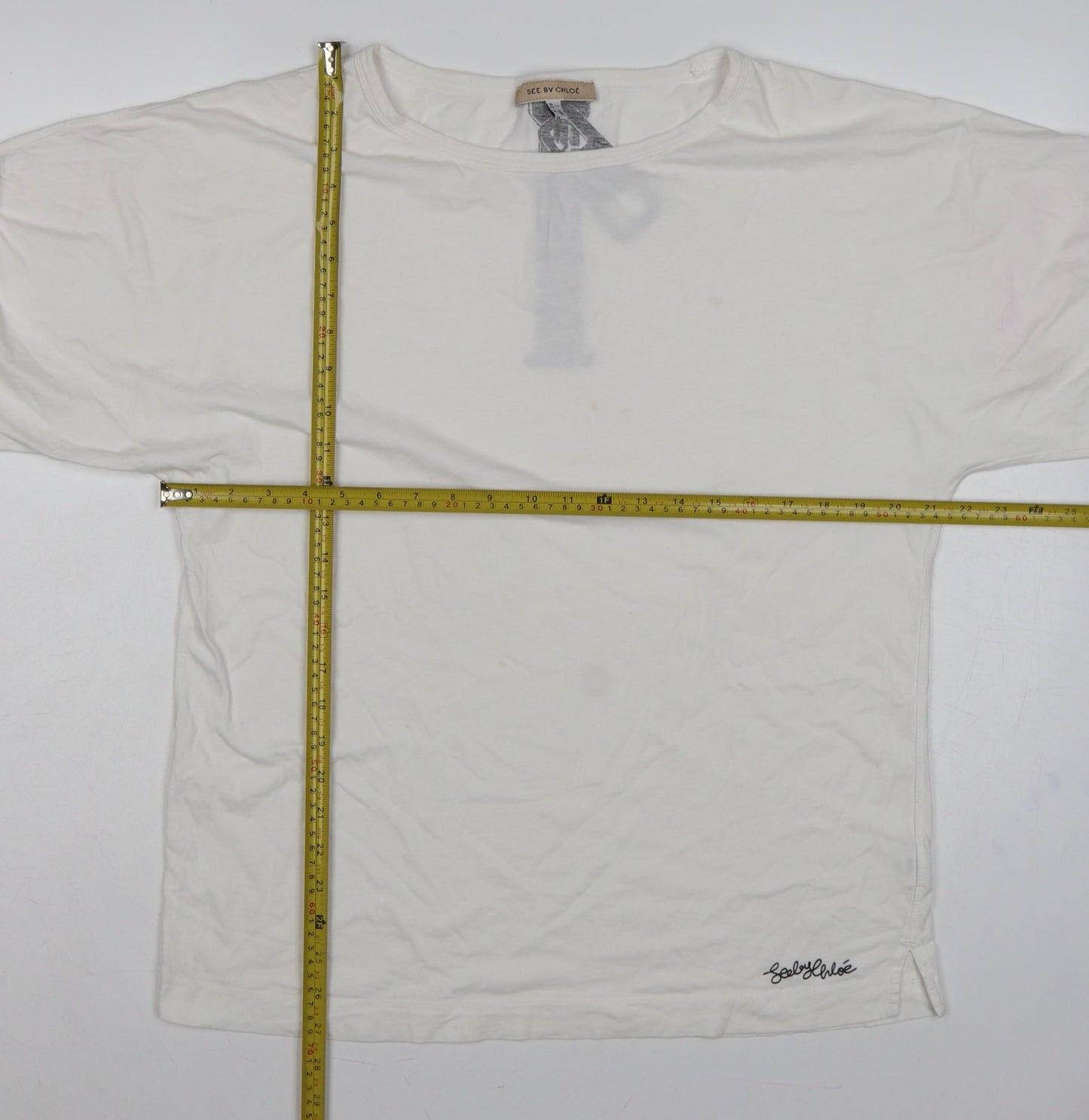 See by Chloé Women White UK 14 Relaxed Zip Graphic T-Shirt
