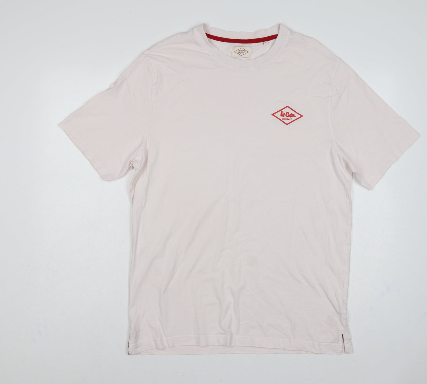 Lee Cooper Originals Men’s White XL Logo Crew Neck Cotton T-Shirt