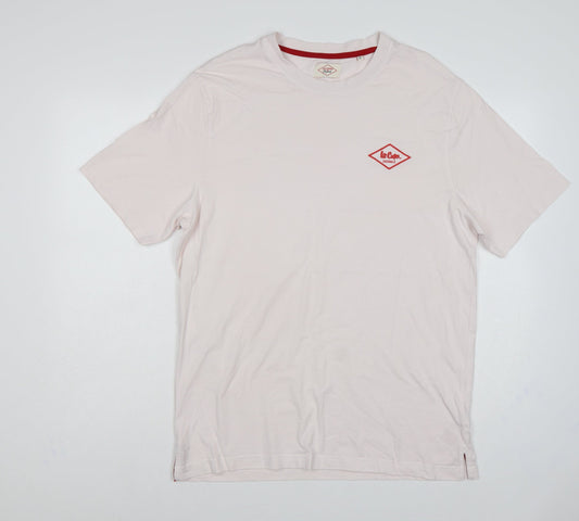 Lee Cooper Originals Men’s White XL Logo Crew Neck Cotton T-Shirt