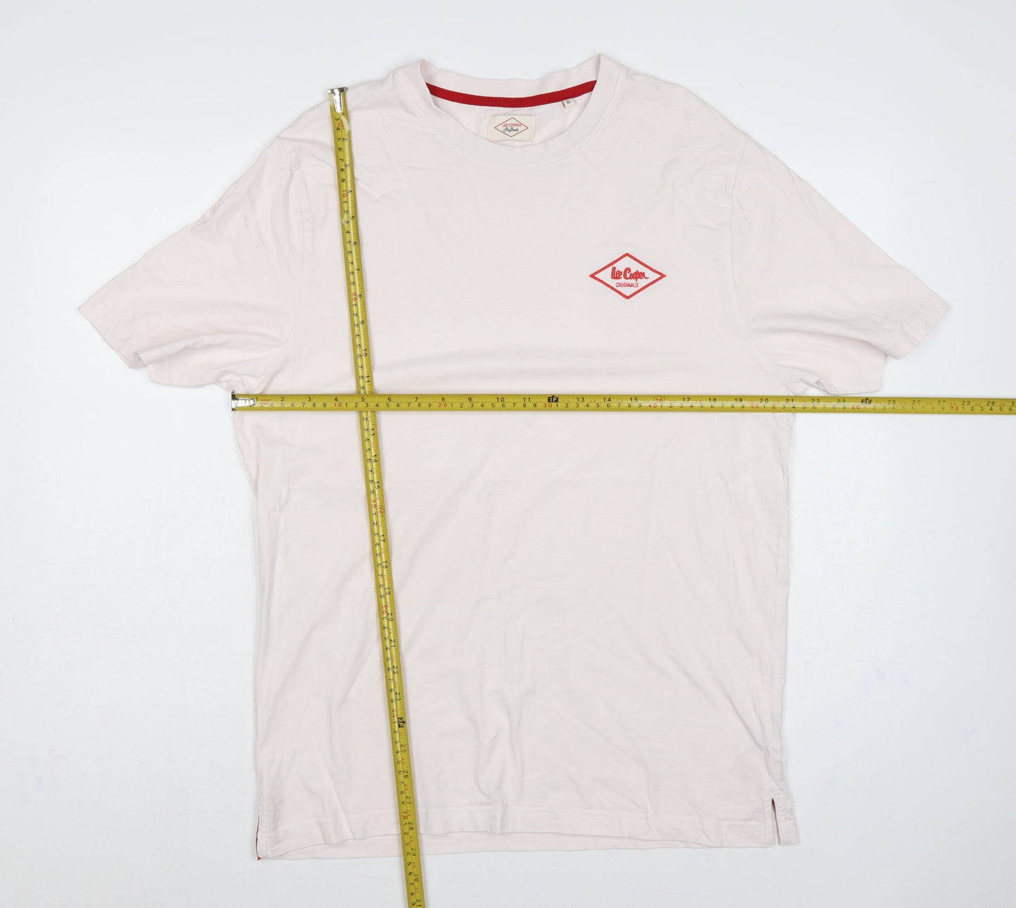 Lee Cooper Originals Men’s White XL Logo Crew Neck Cotton T-Shirt