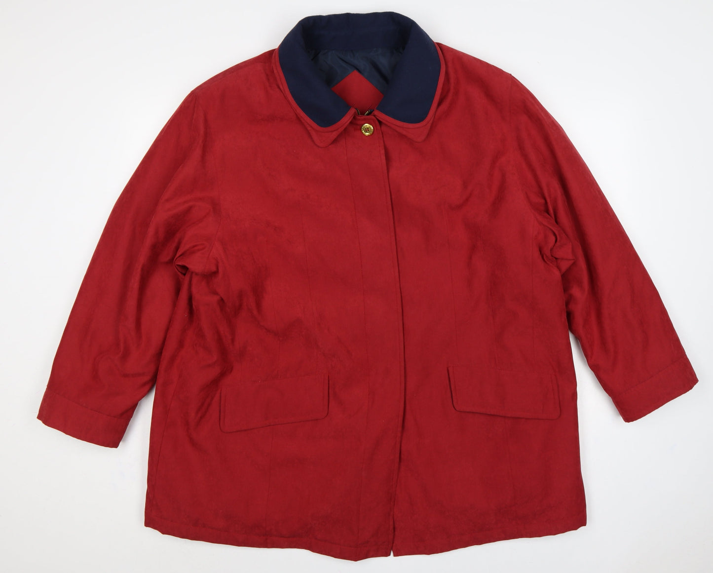 Berketex Women’s Red Navy Collar Mid-Length Coat Size 18-20 Lined