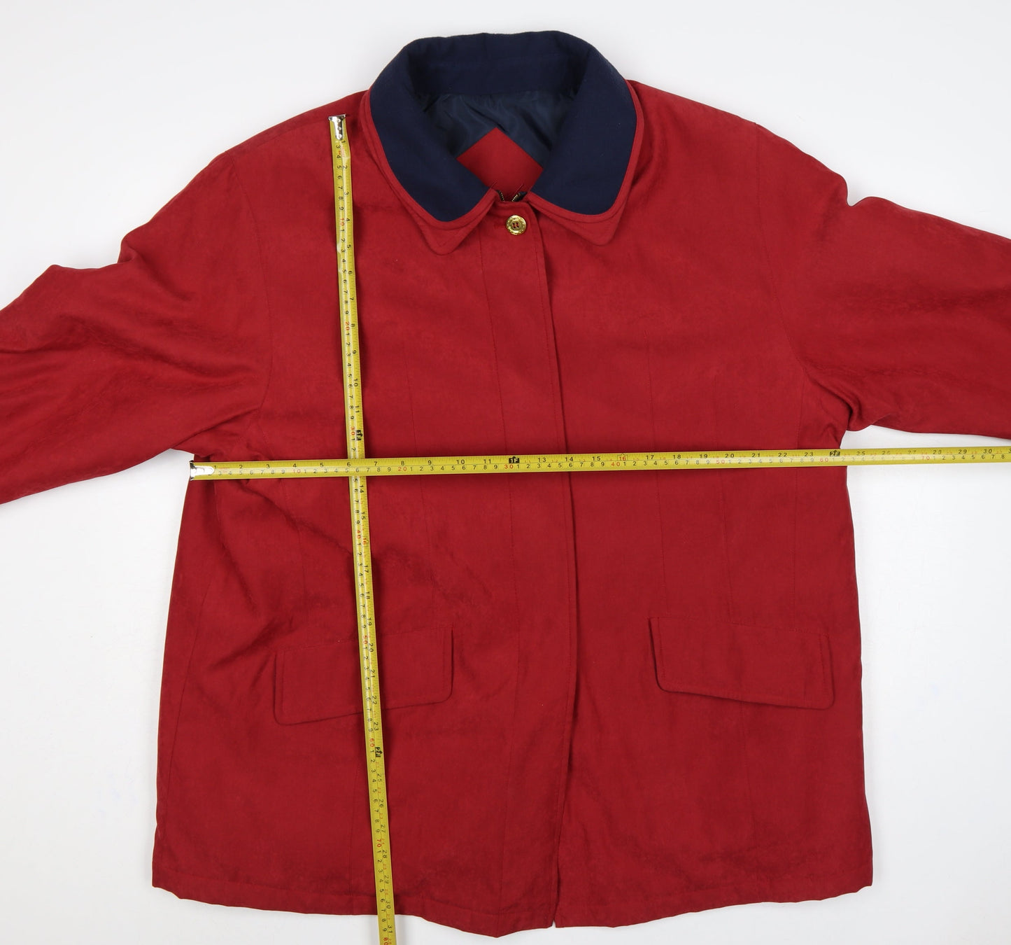 Berketex Women’s Red Navy Collar Mid-Length Coat Size 18-20 Lined