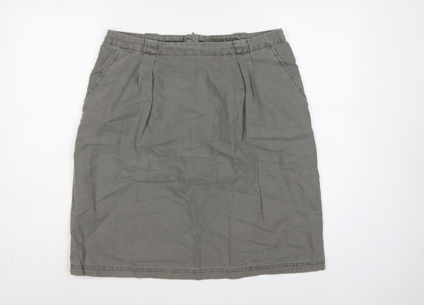 Seasalt Cornwall Women’s Grey UK 14 Linen Cotton Pencil Knee Skirt