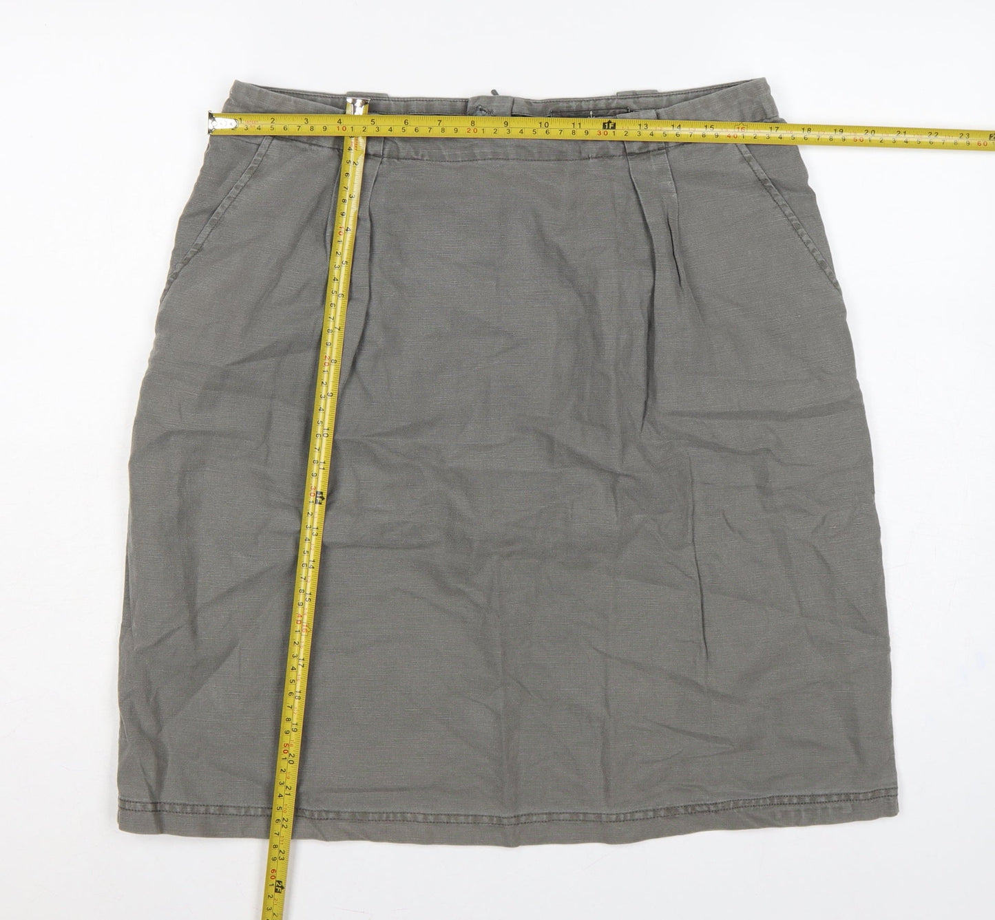 Seasalt Cornwall Women’s Grey UK 14 Linen Cotton Pencil Knee Skirt
