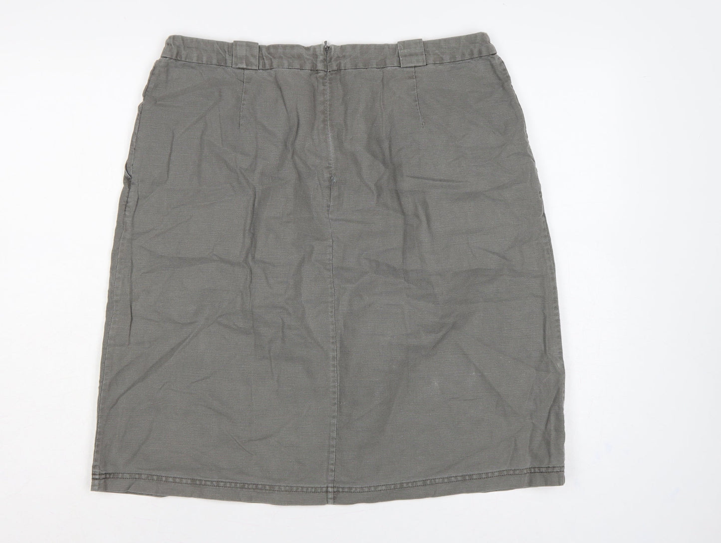 Seasalt Cornwall Women’s Grey UK 14 Linen Cotton Pencil Knee Skirt