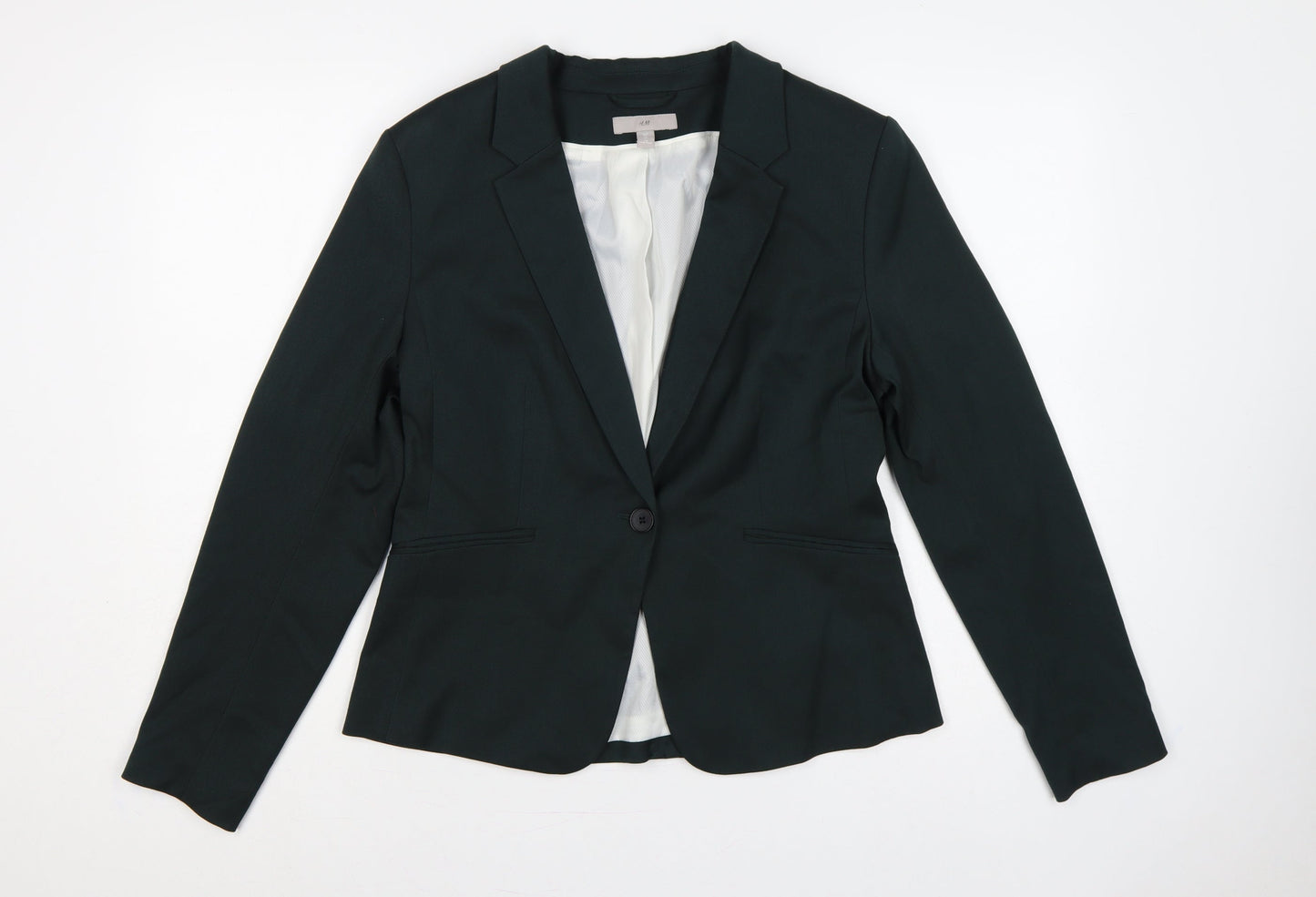 H&M Women Black UK 14 Tailored Single-Breasted Lined Blazer Jacket