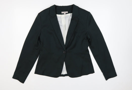 H&M Women Black UK 14 Tailored Single-Breasted Lined Blazer Jacket