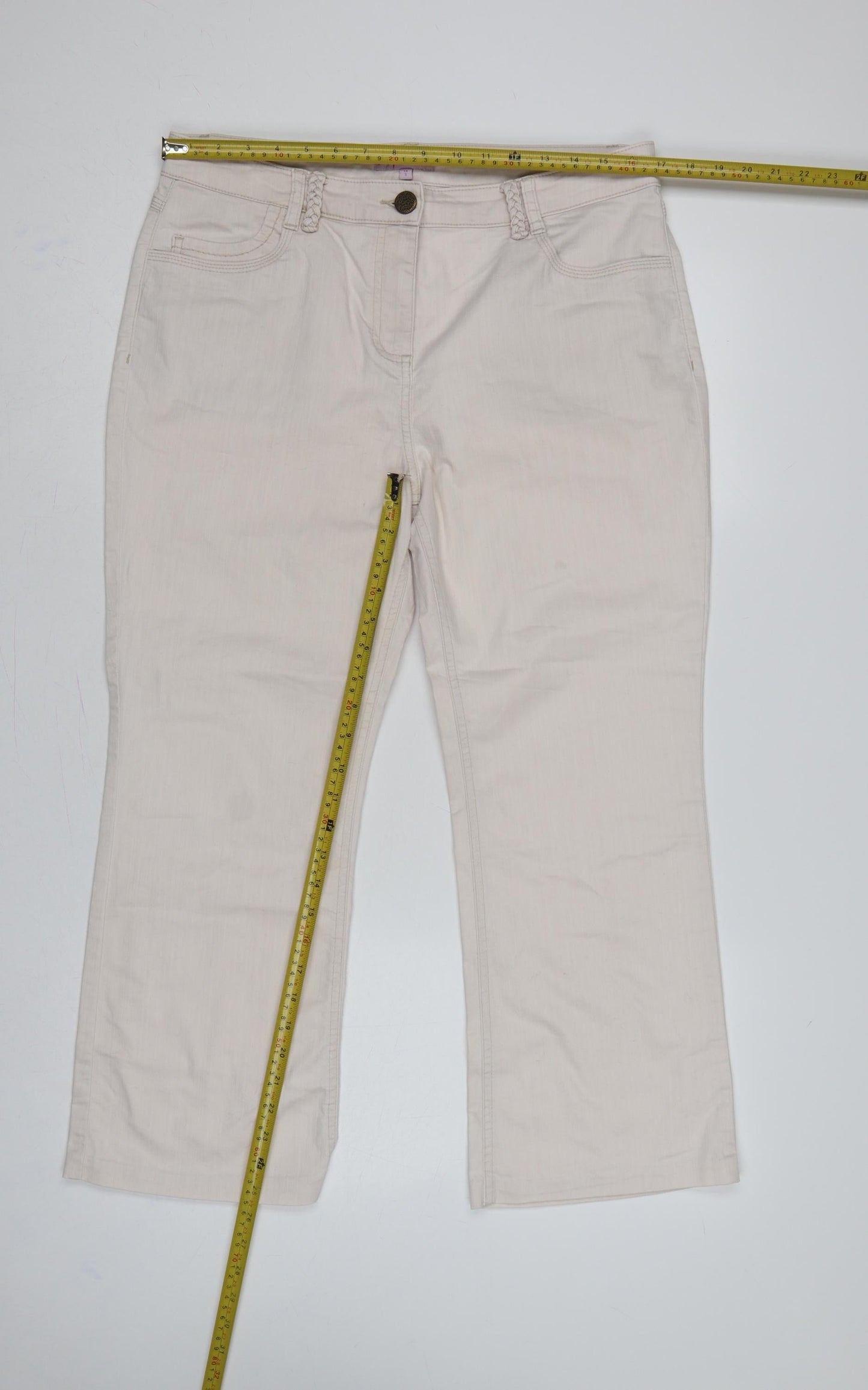 Marks & Spencer Per Una Women Ivory UK 14 Bootcut Stretch Jeans