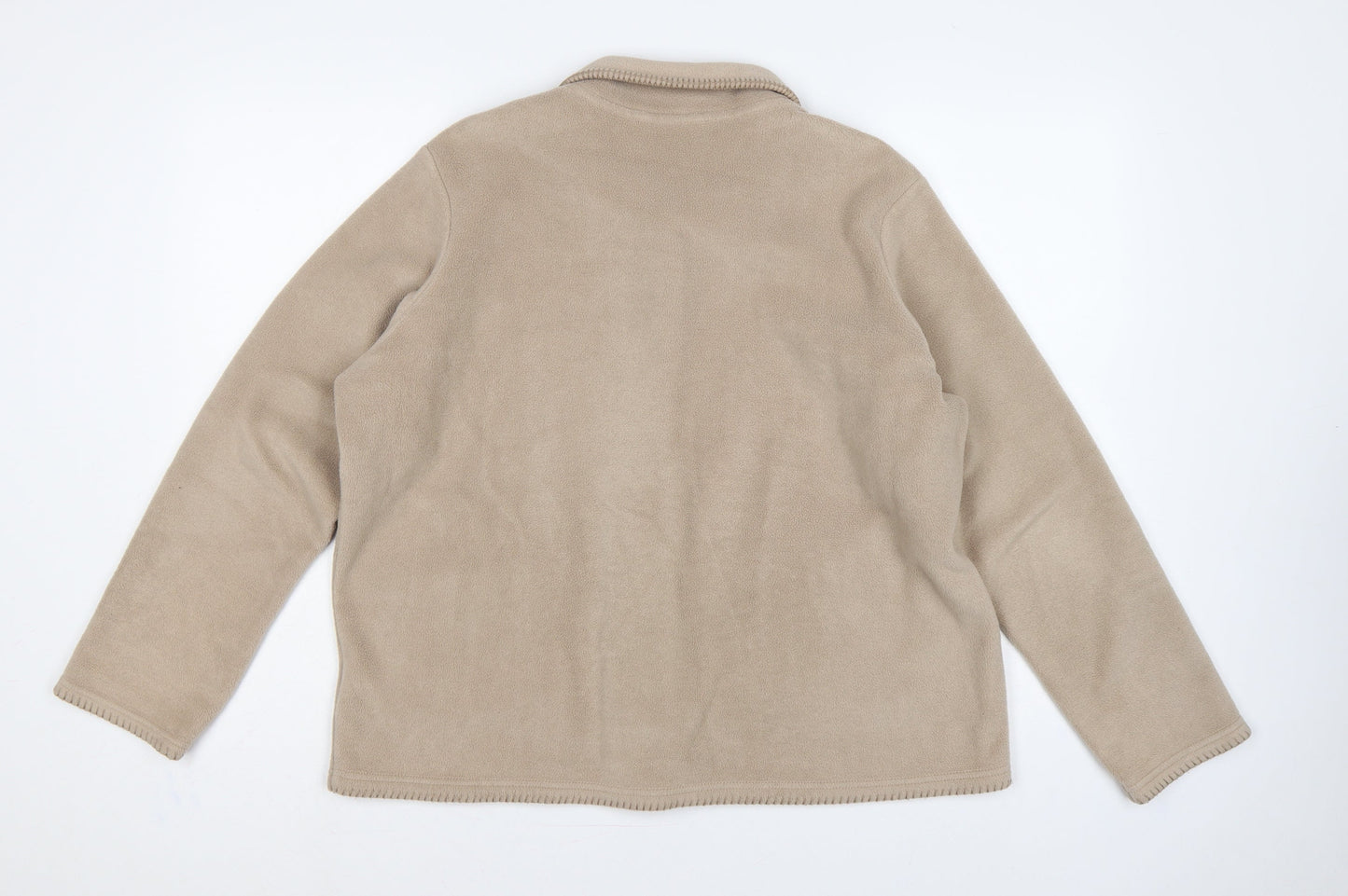 Marks & Spencer Women Beige UK 18 Fleece Button Basic Jacket