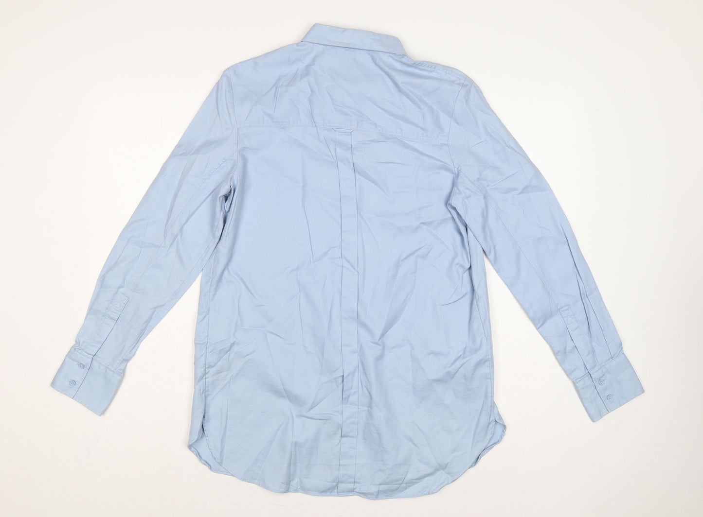 Next Women Blue UK 12 Cotton Button-Up Collared Long Sleeve Shirt