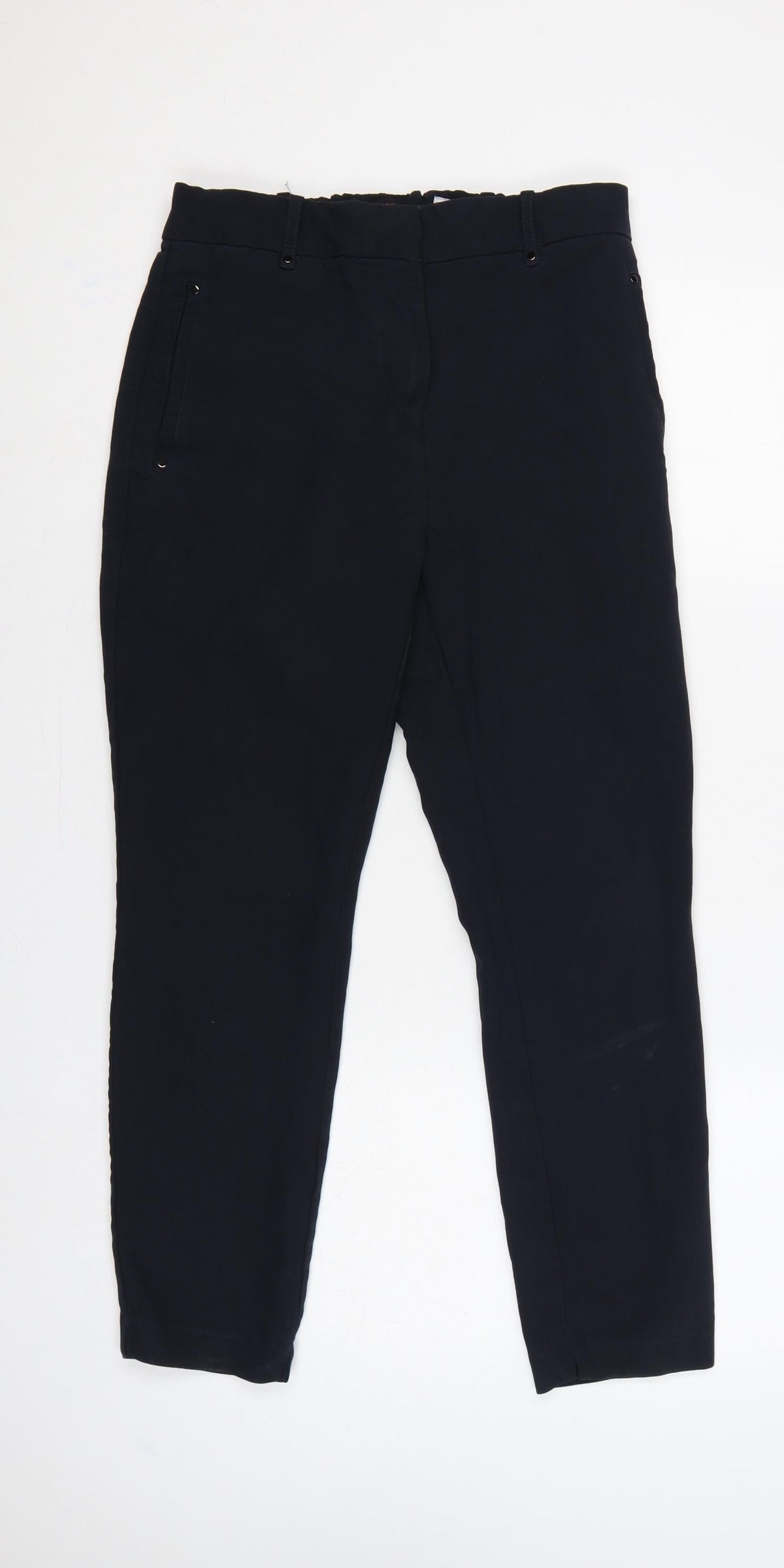 Next Women’s Navy Size 10 Tailored Straight Dress Trousers Elastic Waist