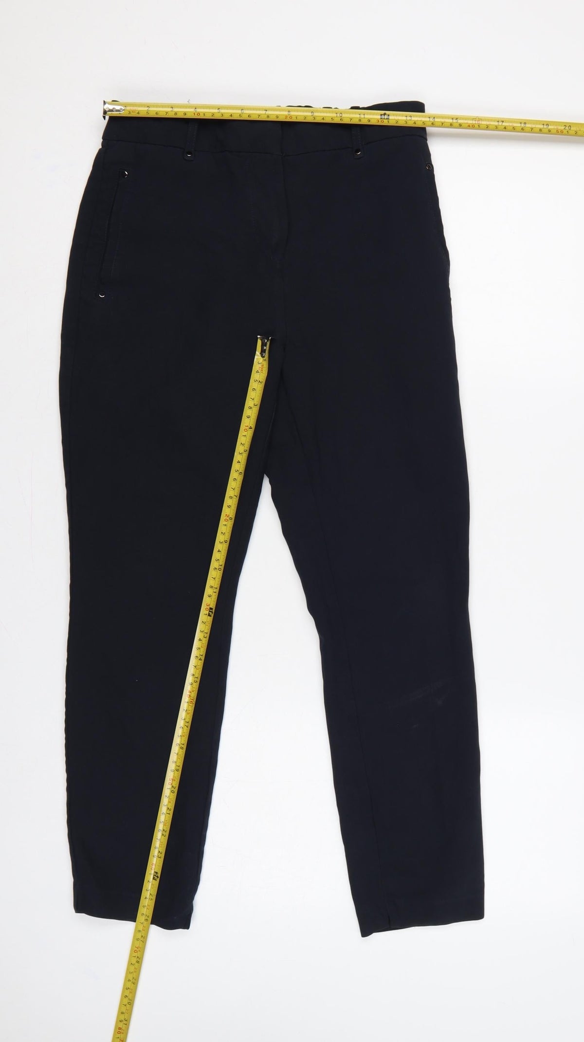 Next Women’s Navy Size 10 Tailored Straight Dress Trousers Elastic Waist